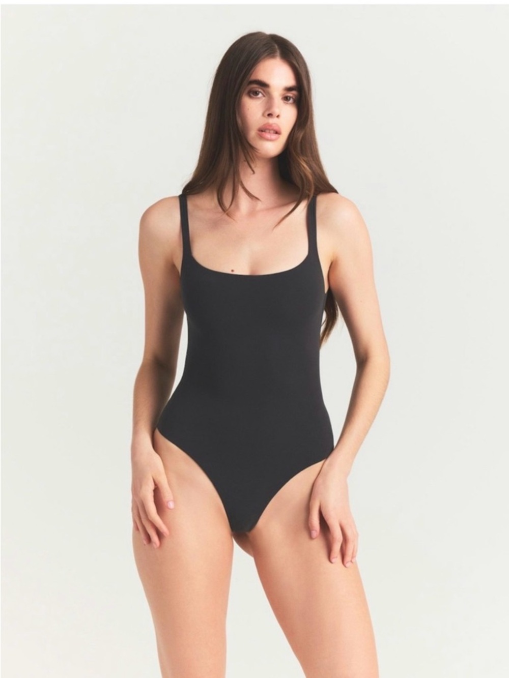 SKIMS Black Scoop Neck Bodysuit